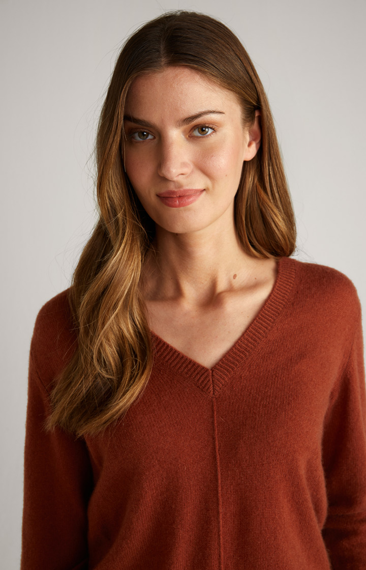 Cashmere-Strickpullover in Kupferbraun