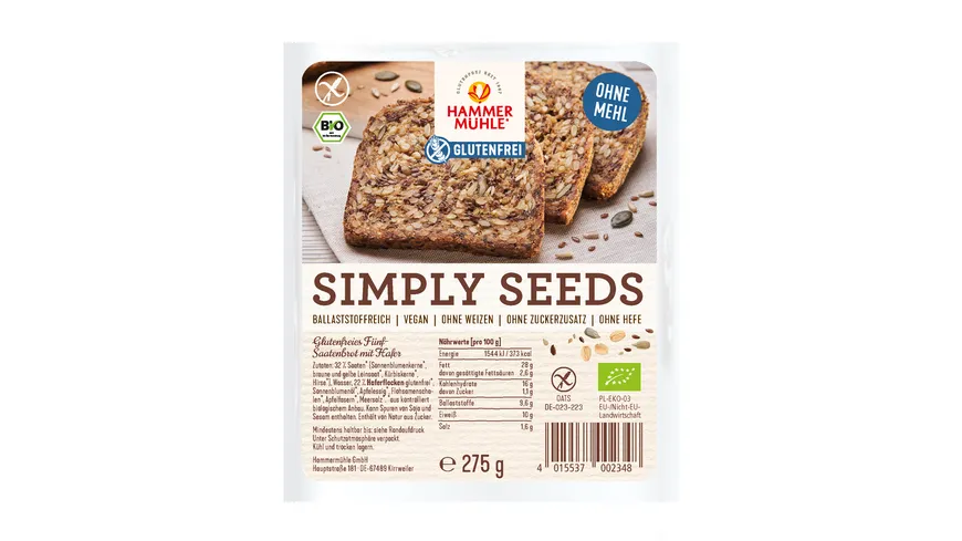 HAMMERMÜHLE Bio Fünf-Saatenbrot 275 g