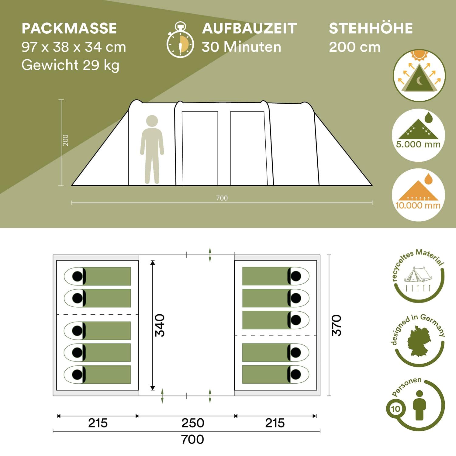 Skandika Montana 10 Sleeper Tunnelzelt
