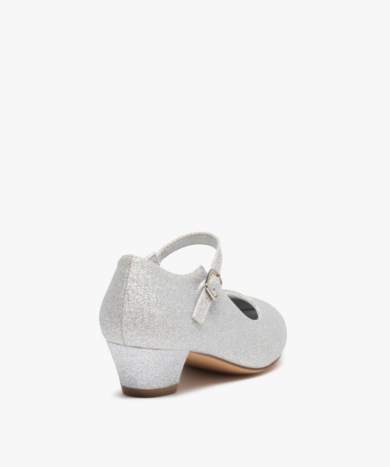 Babies fille à talon dessus pailleté et bride à boucle argent | GEMO