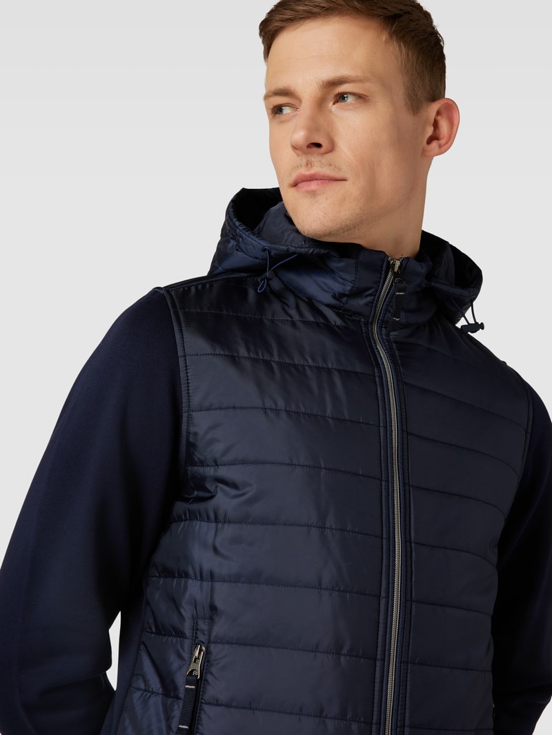 Sweatjacke mit Stepp-Einsatz in marineblau