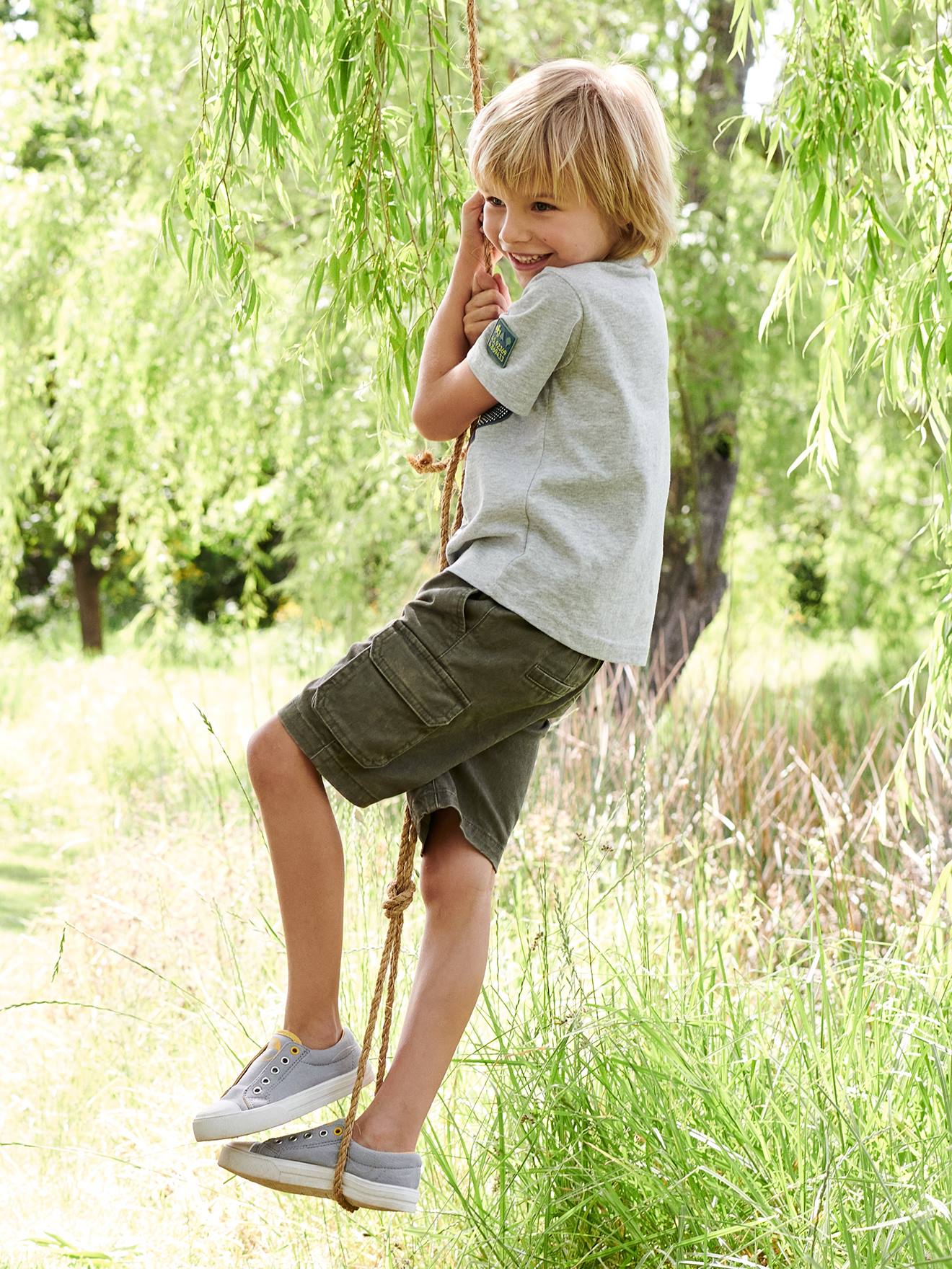 Short battle garçon facile à enfiler beige