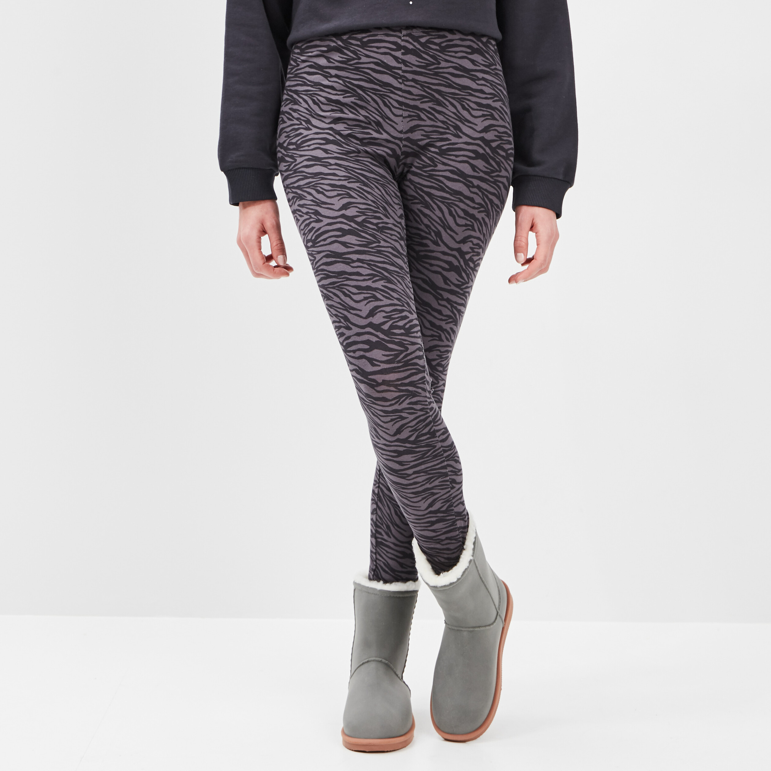 Leggings en coton gris foncé femme | La Halle