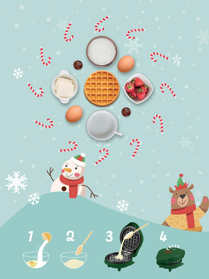 bESTRON Mini-Waffeleisen ''Sweet Dreams'' in Grün günstig kaufen onesize