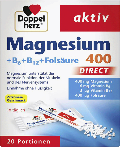Doppelherz aktiv Magnesium 400 + B6 + B12 + Folsäure