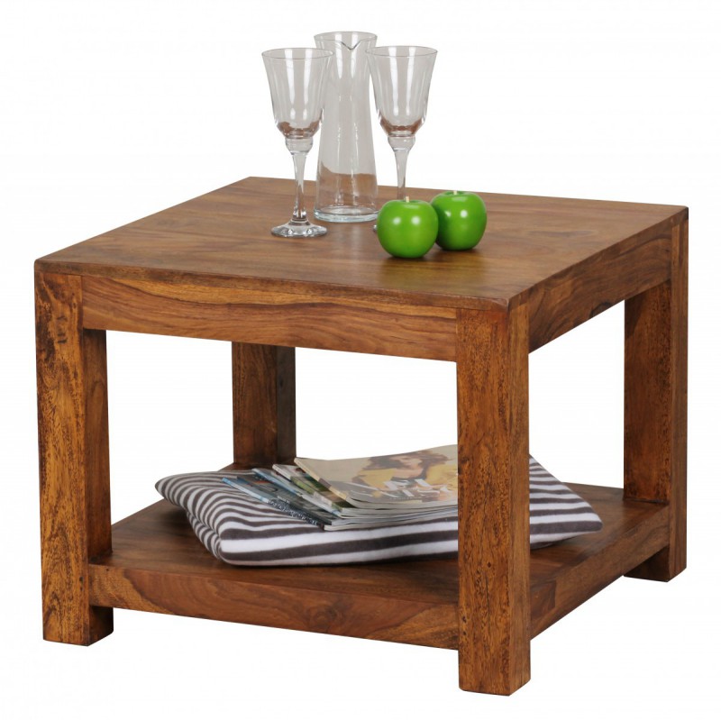 Wohnling Massivholz Sheesham Couchtisch 60 x 60 x 45 cm