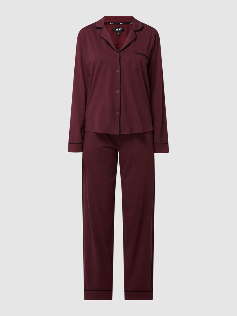 Pyjama aus Baumwoll-Viskose-Mix in bordeaux rot