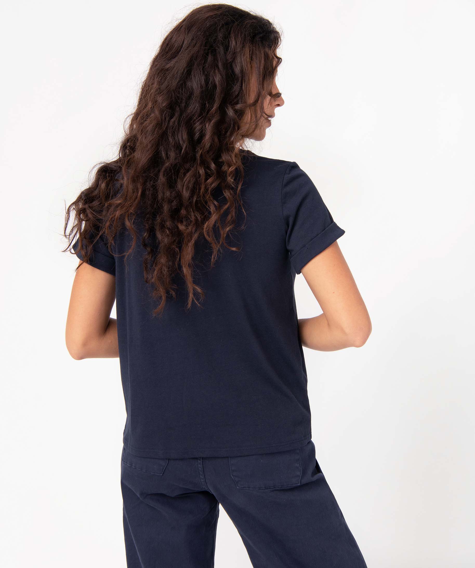 Tee-shirt femme avec large inscription - LuluCastagnette marine | GEMO