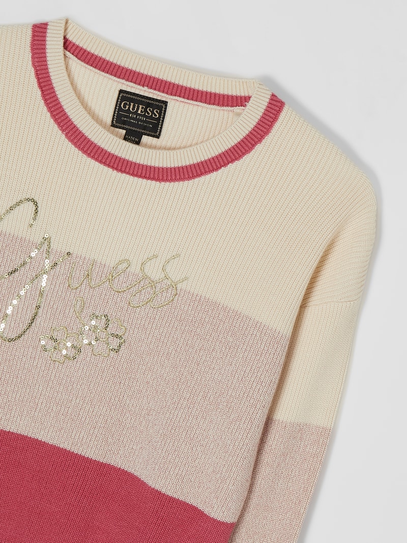 Pullover mit Logo-Stickerei in ecru