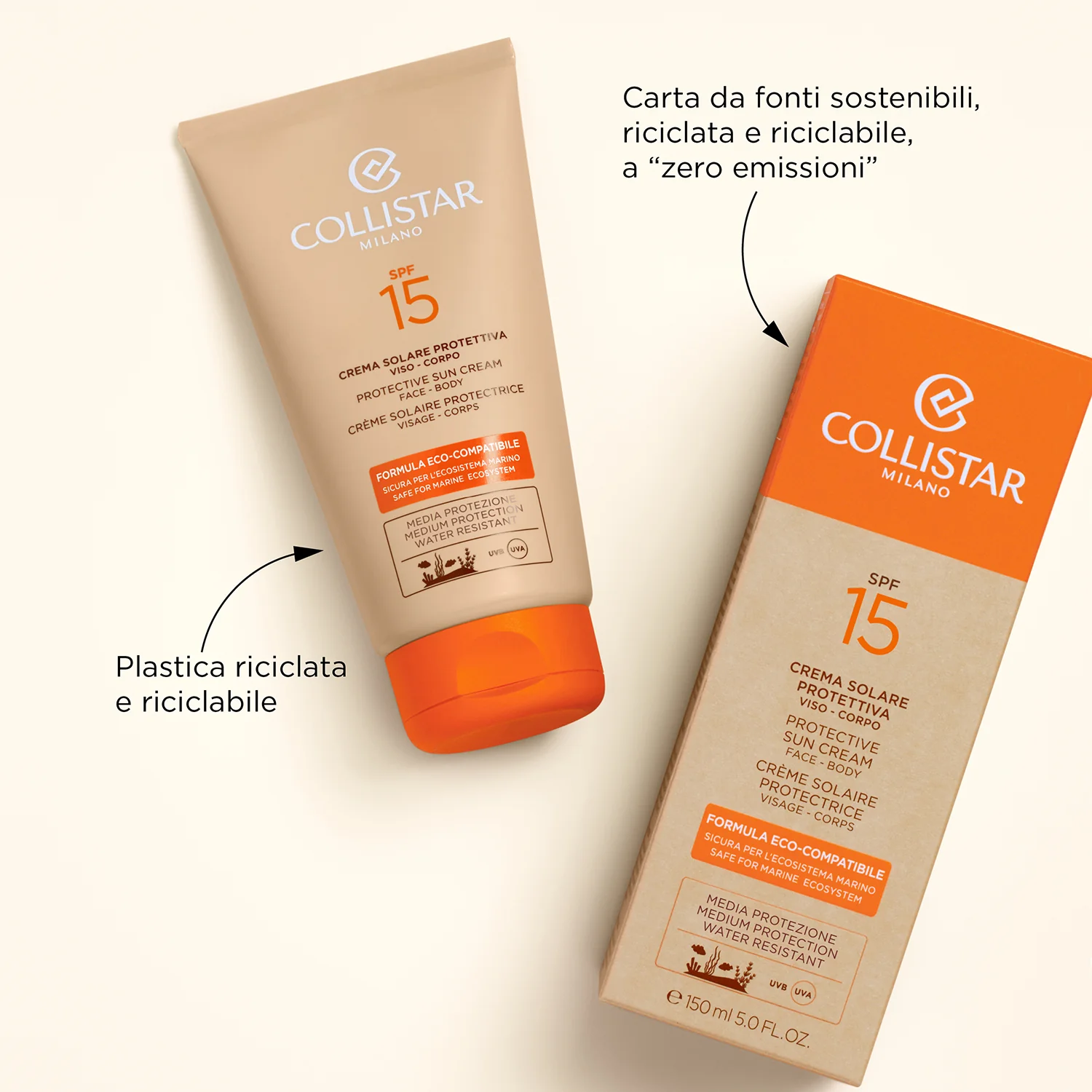 Įdegio apsauginis kremas nuo saulės SPF15 - vidutinės apsaugos kūno kremas nuo saulės, vidutinės apsaugos veido kremas nuo saulės