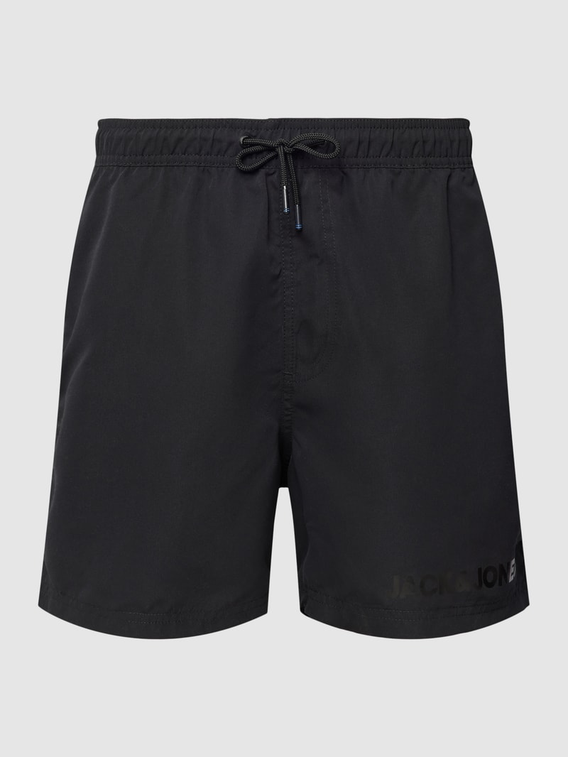 Badehose mit Label-Print in schwarz