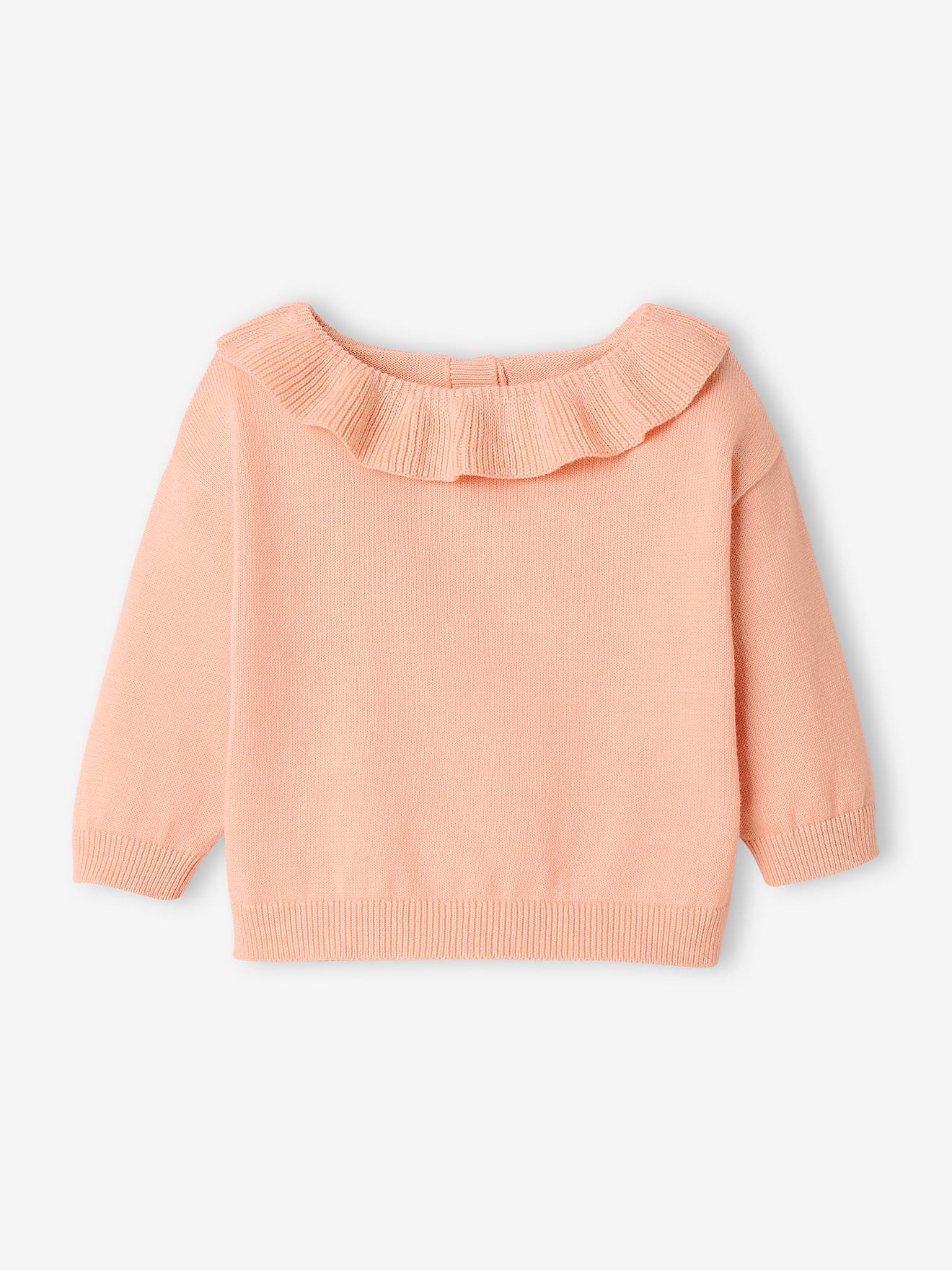 Pull avec collerette bébé jaune pastel