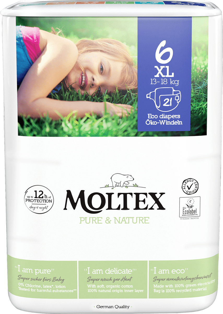 Windeln Pure & Nature Gr. 6  XL (13-18 kg), 21 St