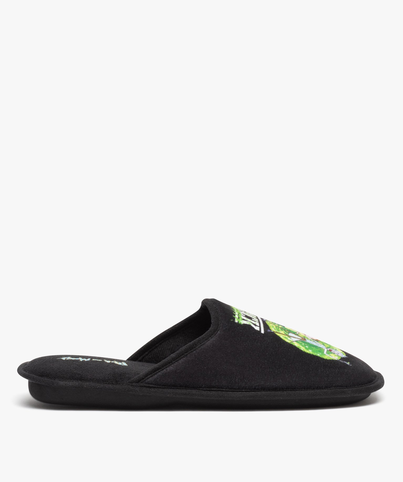 Chaussons homme mules plates en velours ras Rick and Morty noir | GEMO