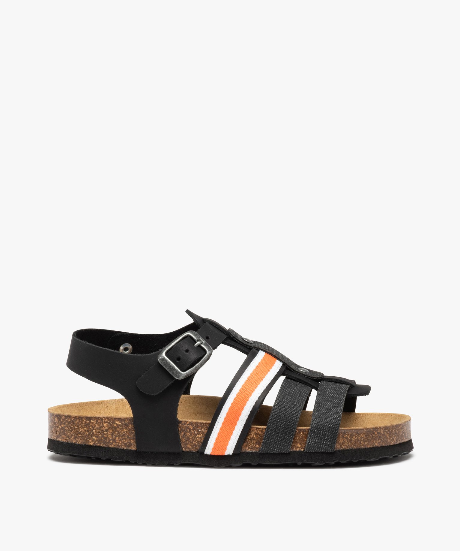 Sandales Garçon à semelle liège et brides colorées noir | GEMO