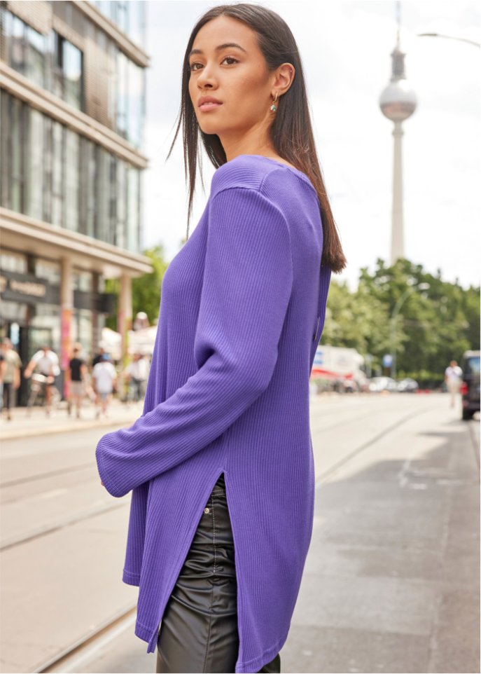 Shirt mit Struktureffekt und asymmetrischem Saum