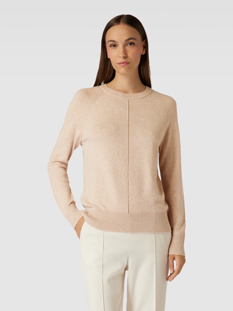 Strickpullover mit gerippten Abschlüssen in beige meliert