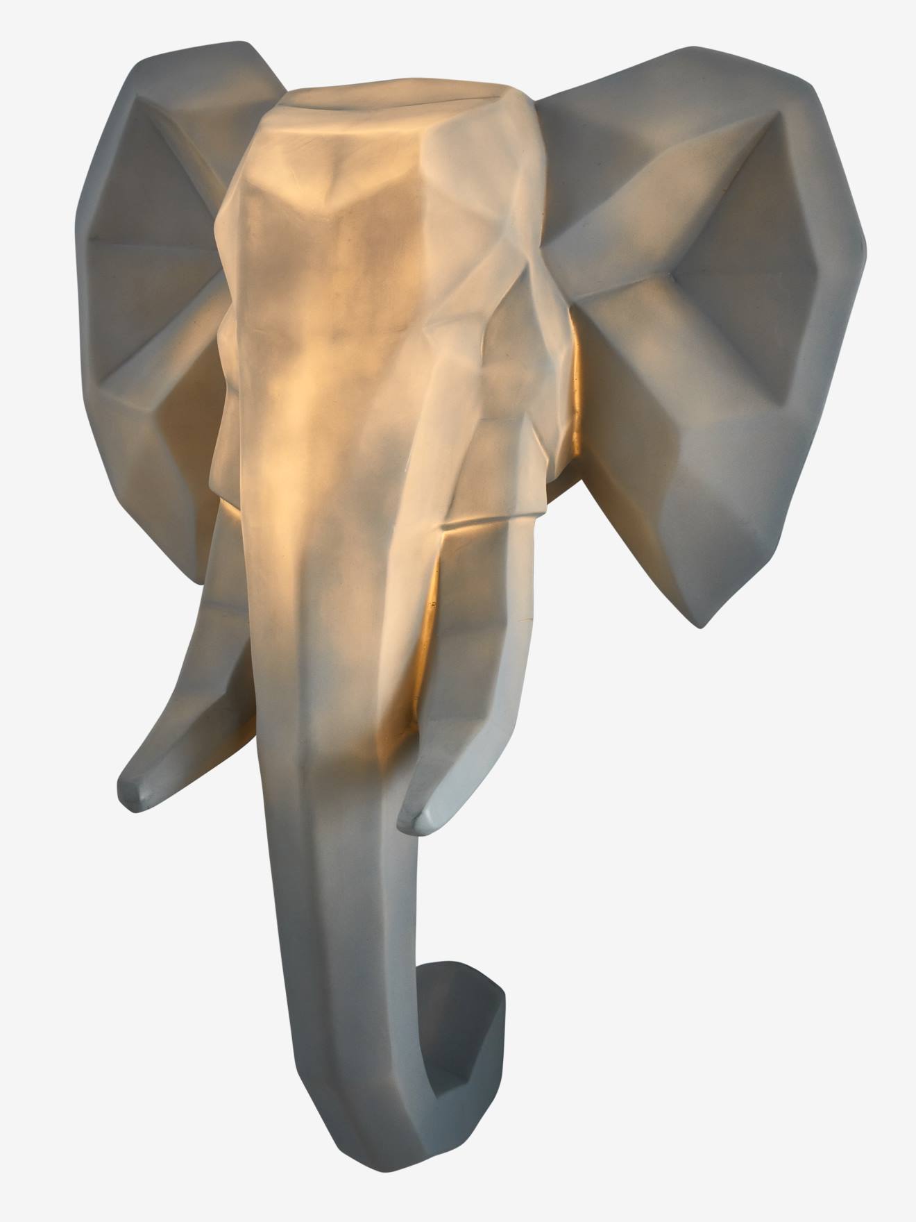 Trophée mural éléphant lumineux gris