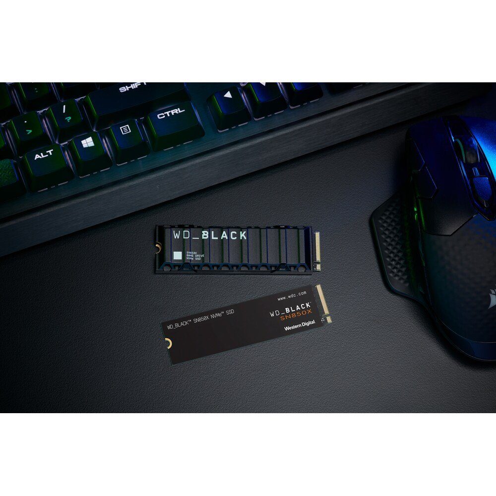 WD_Black SN850X NVMe interne Gaming-SSD (1 TB) 7300 MB/S Lesegeschwindigkeit, 6600 MB/S Schreibgeschwindigkeit, PCI Express 4.0