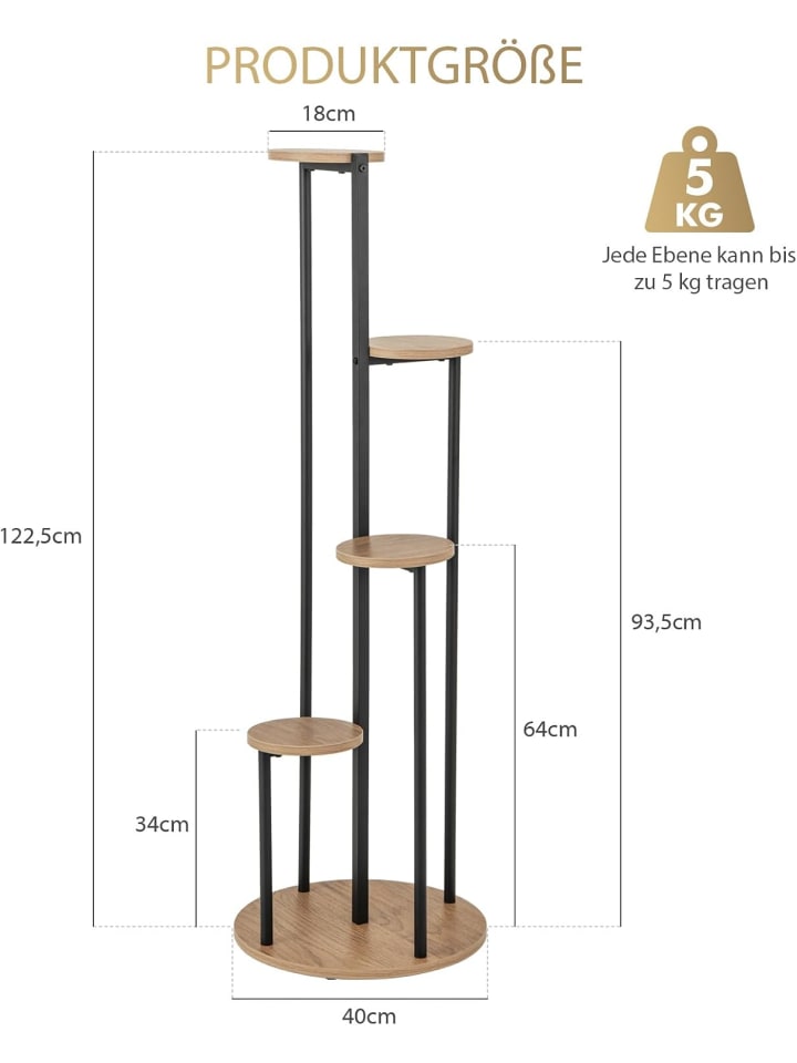 COSTWAY Pflanzenständer Metall 4 Etagen in Braun günstig kaufen onesize