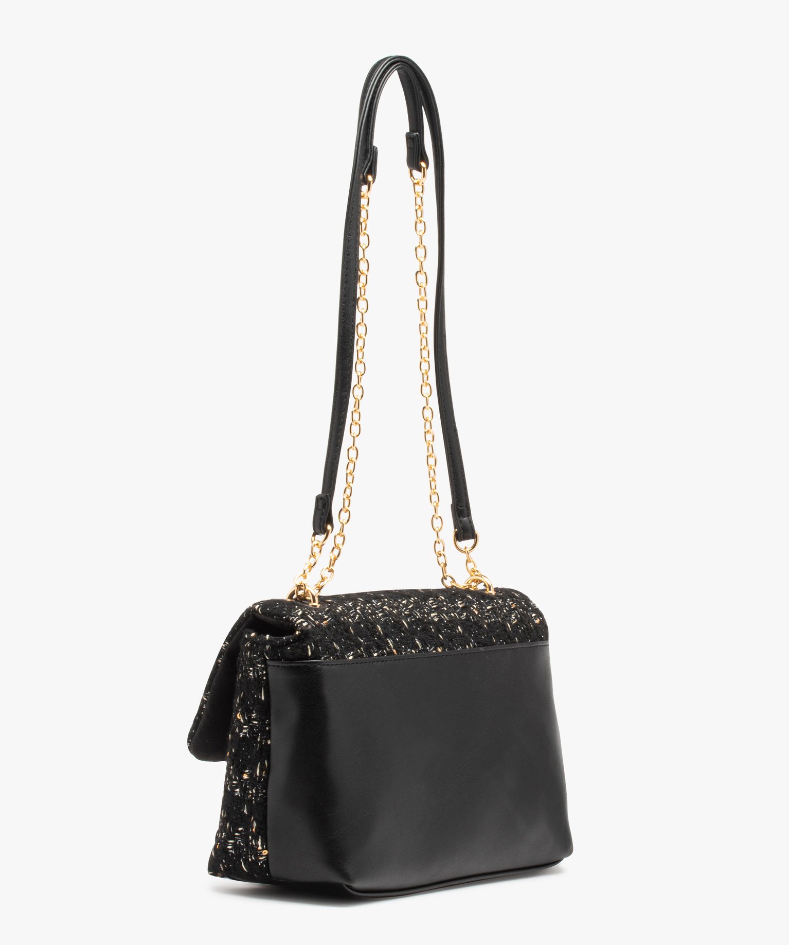 Sac besace bimatière devant en textile esprit couture femme noir | GEMO