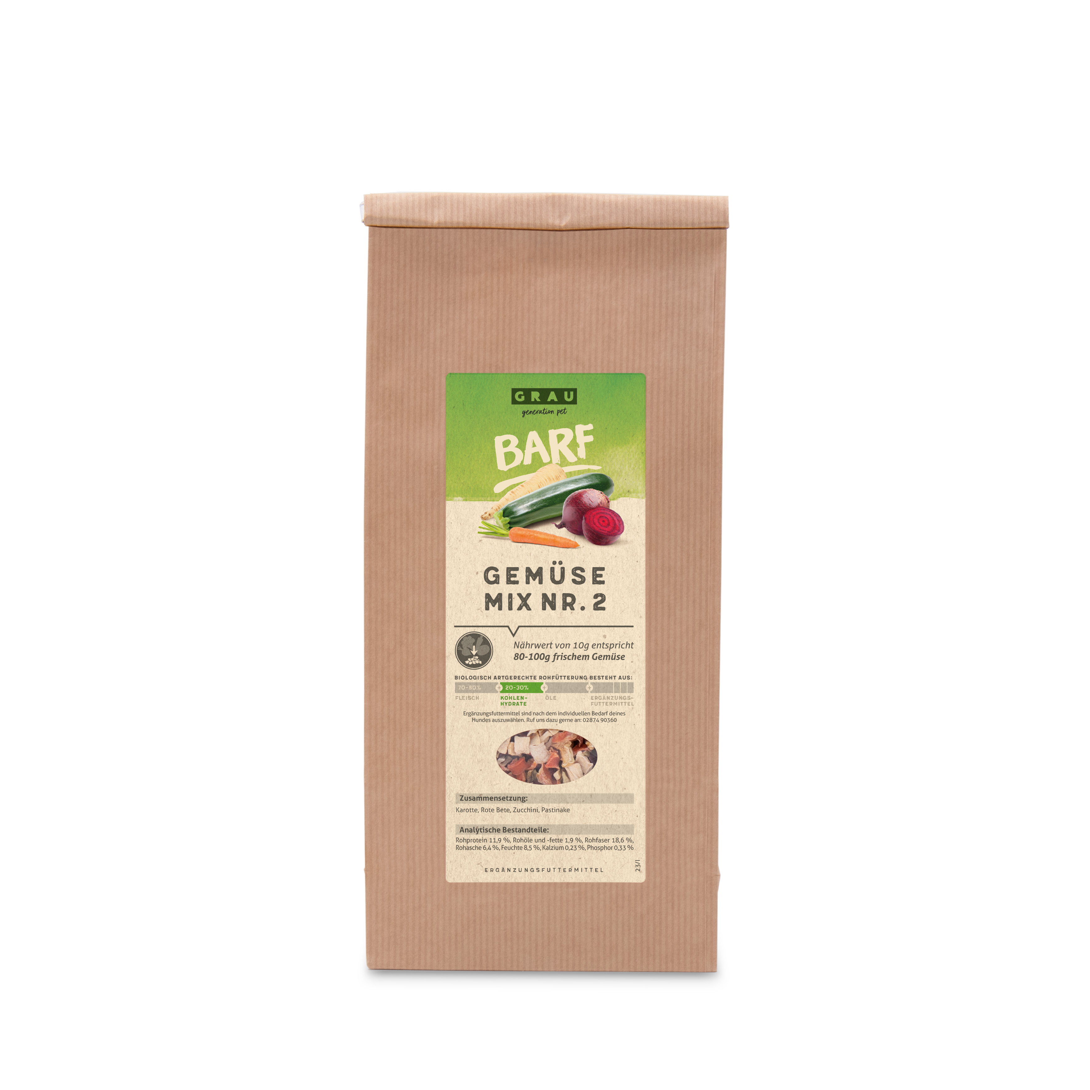 GRAU BARF/ Frostfutter GRAU Gemüsemix Mischung Nr. 2 500 g