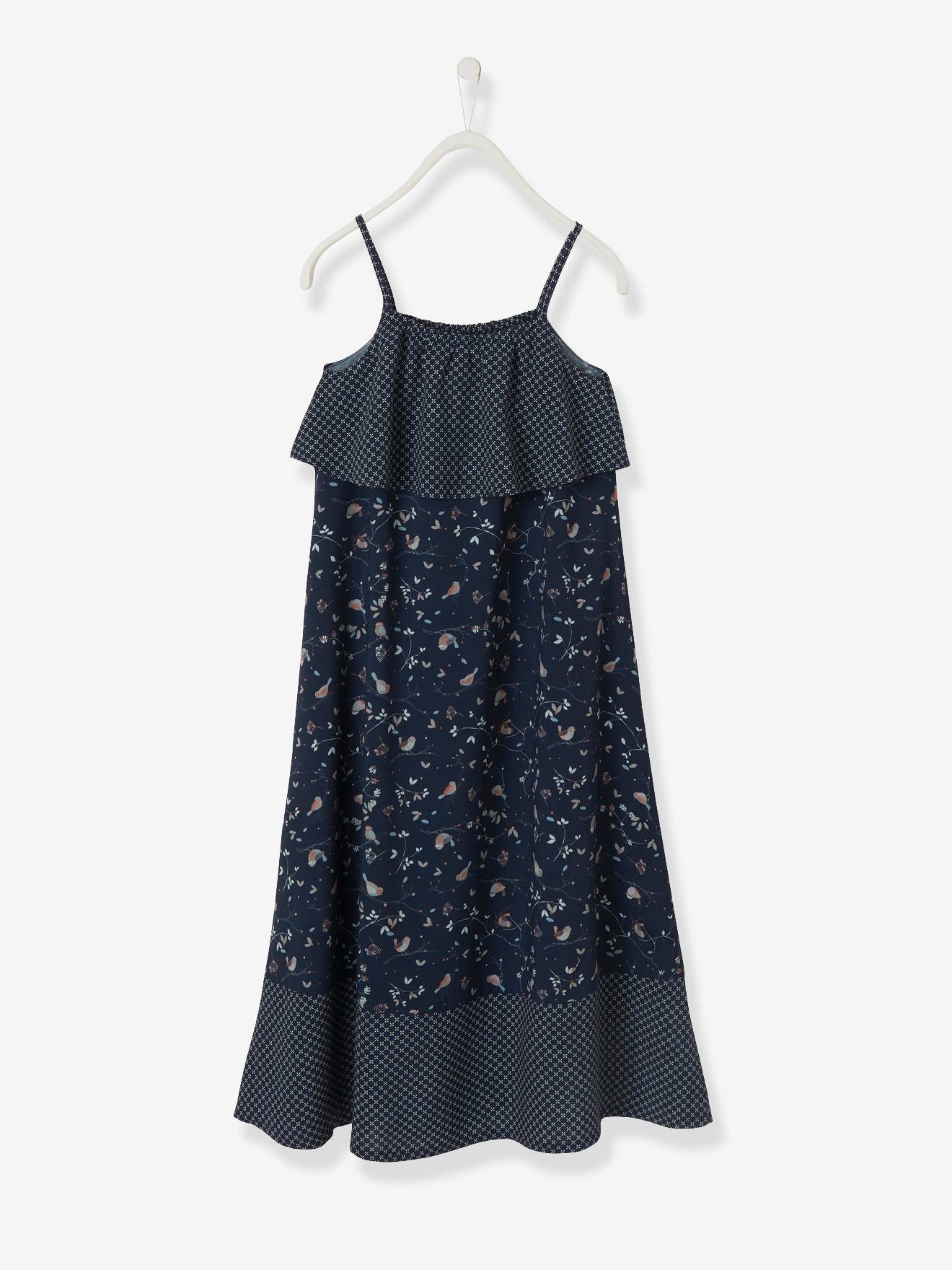 Vertbaudet Mädchen Maxikleid - nachtblau bedruckt