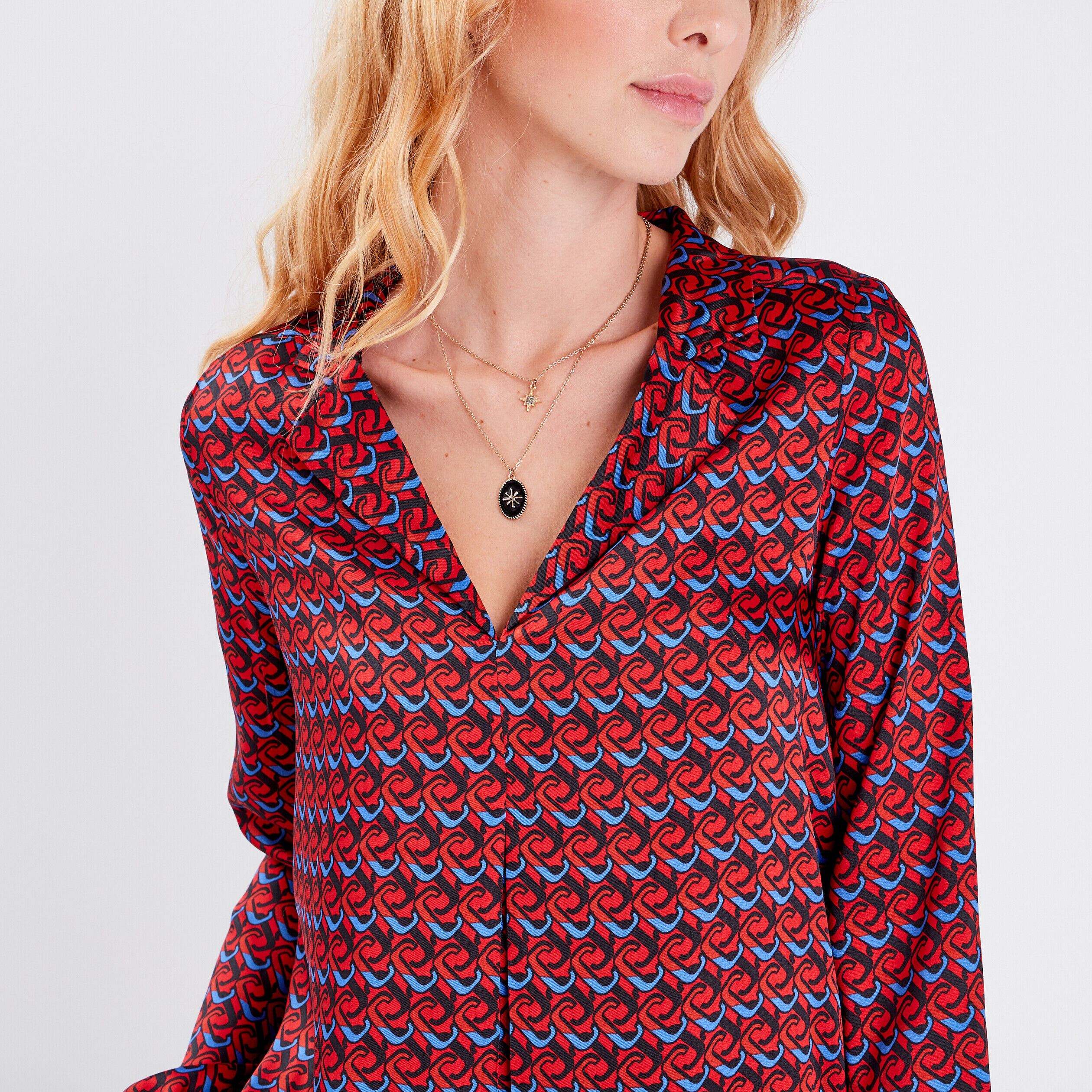 Blouse manches longues rouge femme | Cache Cache
