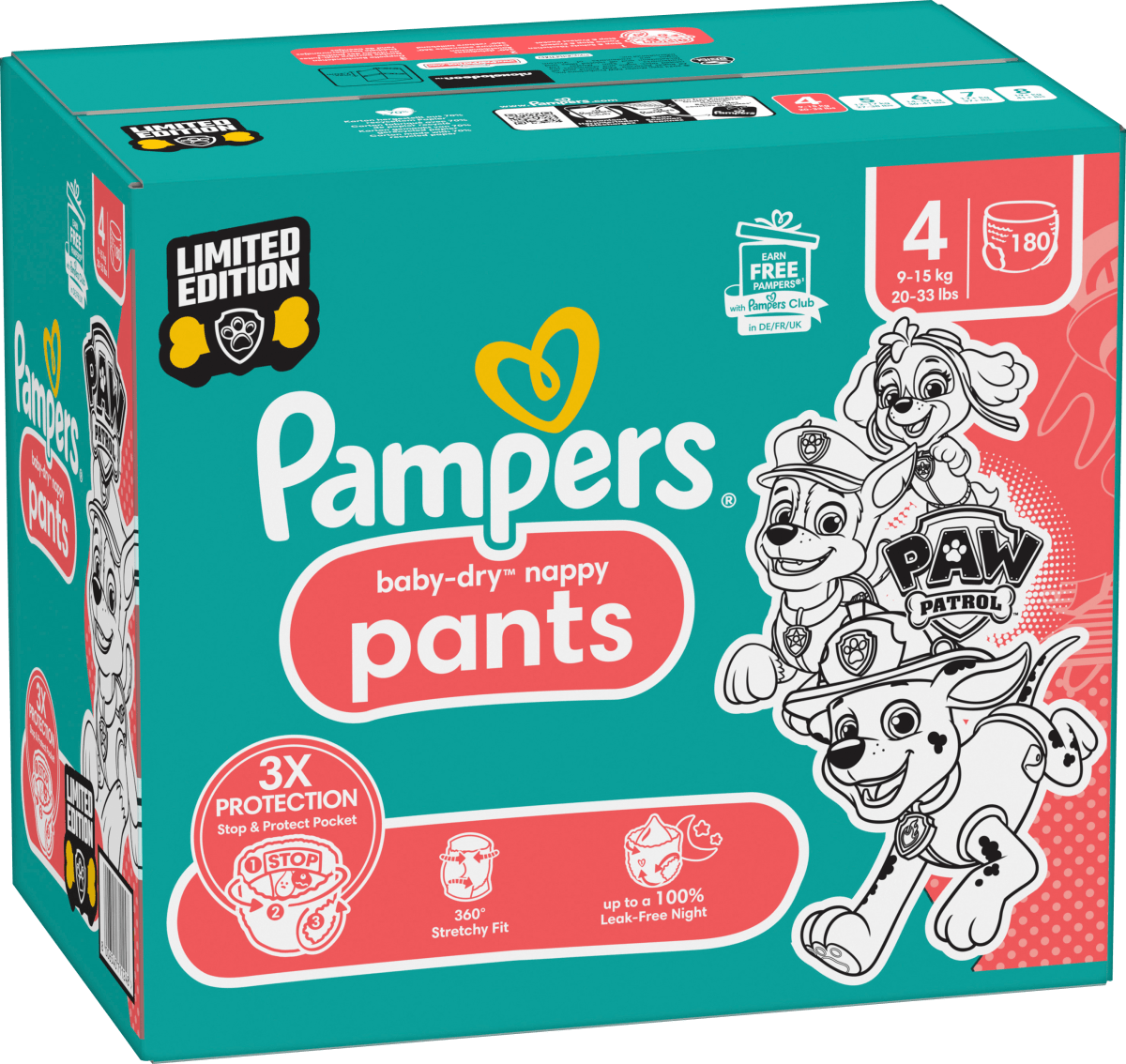 Baby Pants Baby Dry Gr.4 Maxi (9-15 kg) Limited Edition Paw Patrol, Monatsbox, 180 St