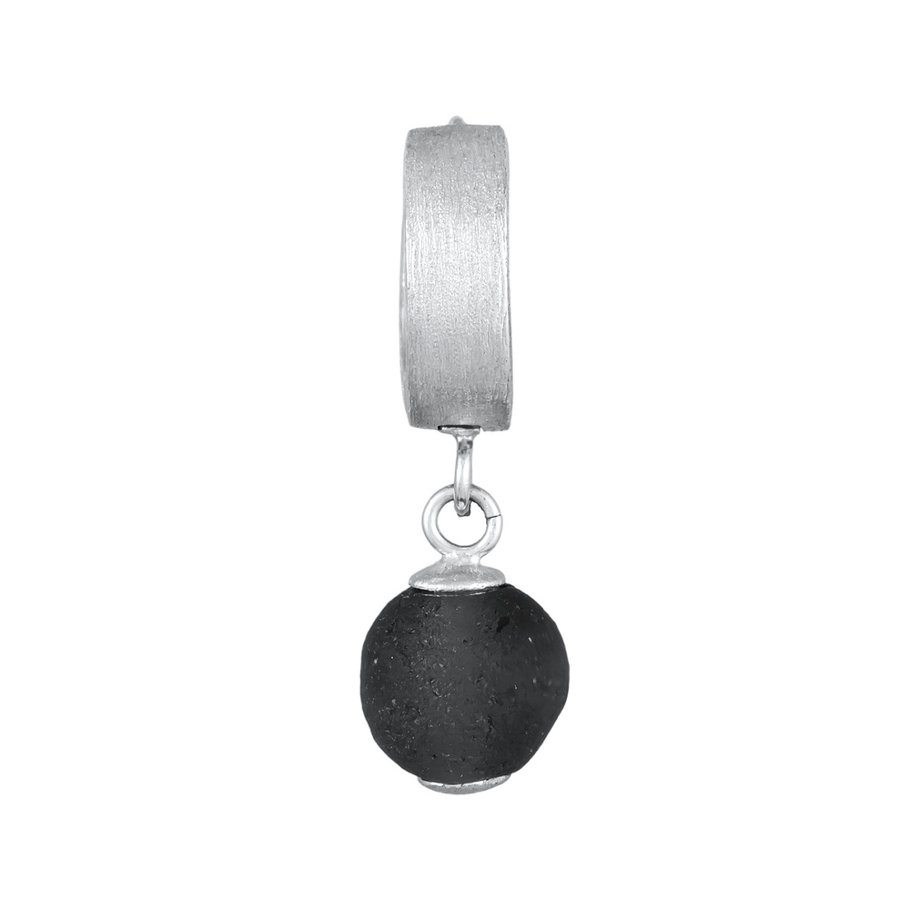 KUZZOI KUZZOI Boucles d'Oreilles Hommes Créoles Rond Single Pièce avec perle de verre en Boucles d'oreilles