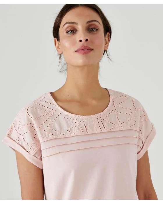 Tee-shirt détails broderie anglaise