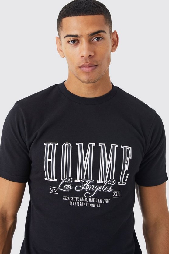 Slim-Fit T-Shirt mit Homme-Print