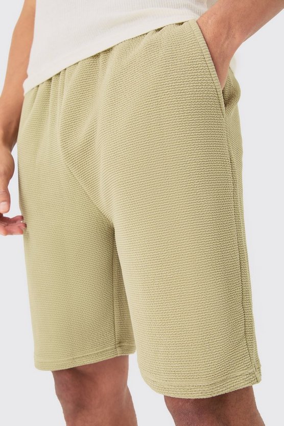 Lockere mittellange strukturierte Shorts