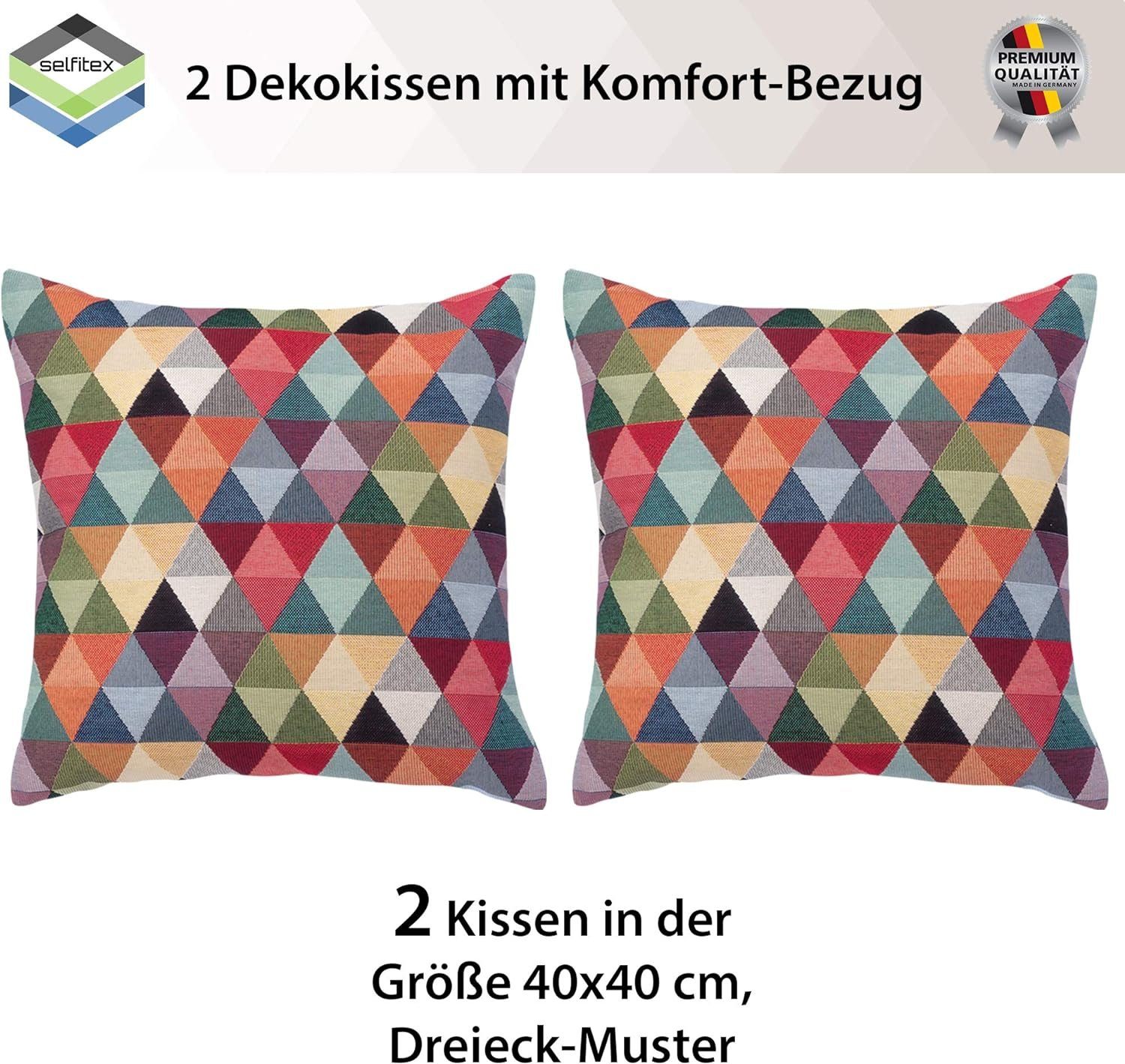 Selfitex Dekokissen farbenfrohes Sofakissen 30/50 oder 40/40 - 2er Set mit Füllung, für Sofa, Couch, Bett oder als Polster jeglicher Art