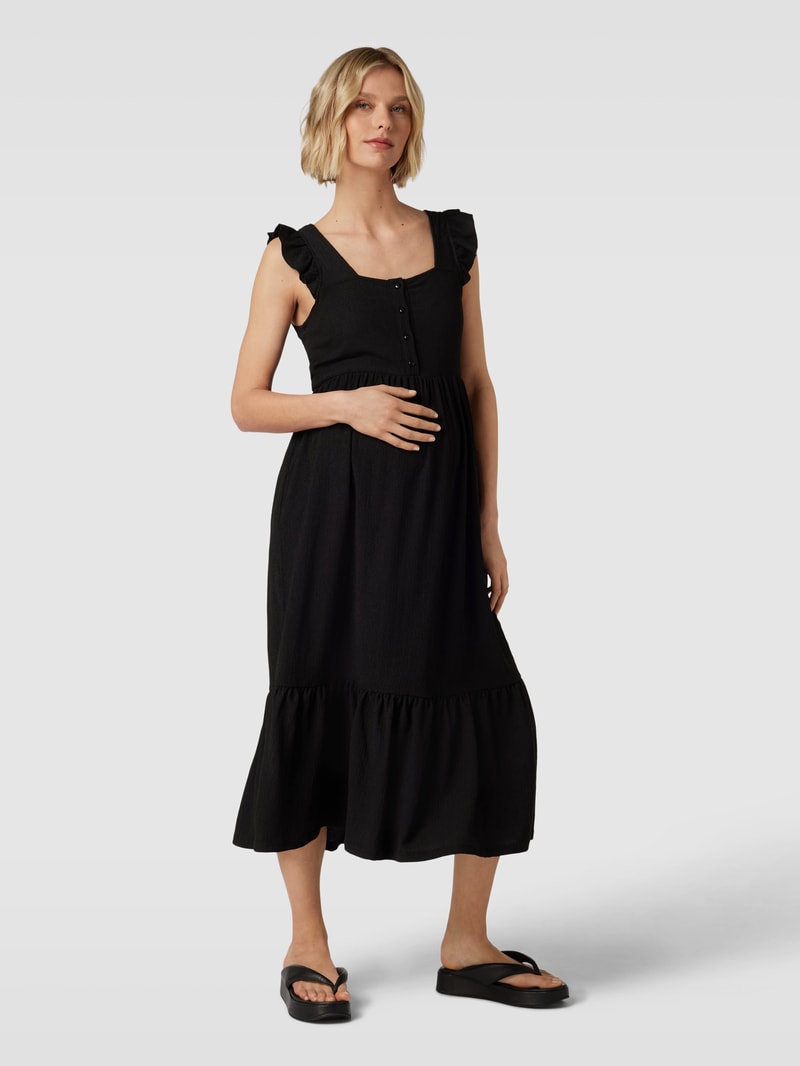 Umstands-Kleid mit kurzer Knopfleiste in schwarz