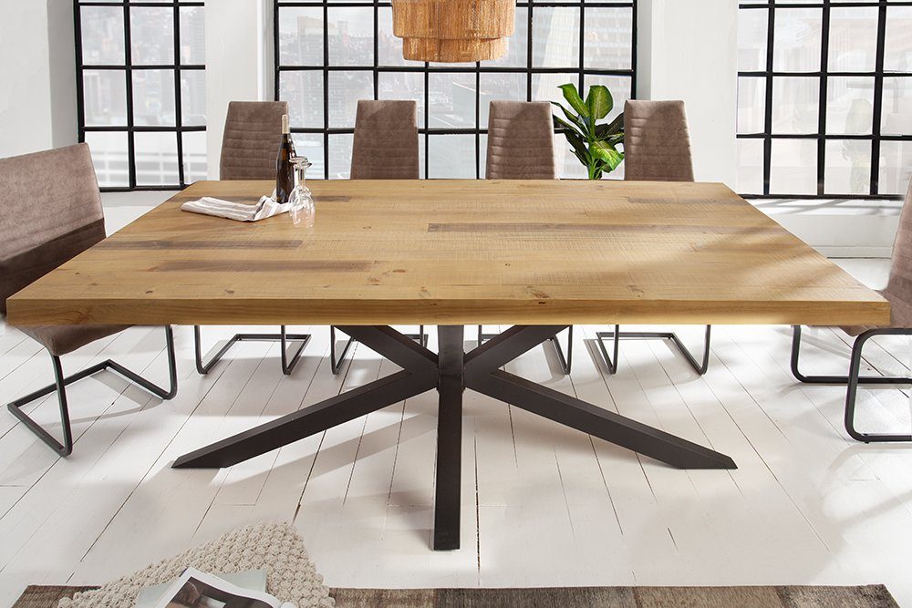 riess-ambiente Esstisch GALAXIE 200cm vintage braun / schwarz (Einzelartikel, 1-St), recyceltes Massivholz · Metall · Industrial · Pinie