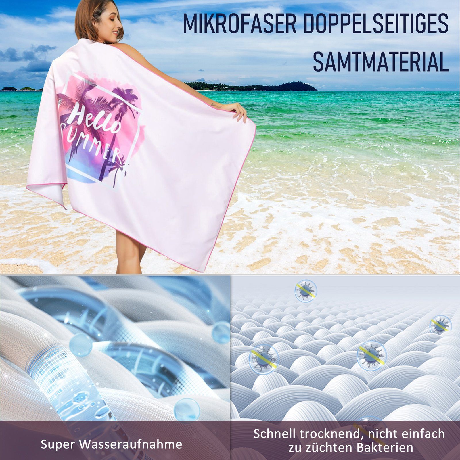 CALIYO Strandtuch Strandtuch Mikrofaser Saunatuch Handtuch,Leichtes und Dünnes Tragbares, Mikrofaser, Mikrofaser Saunatuch,Schnell Trocknendes,Leichtes und Dünnes Tragbares