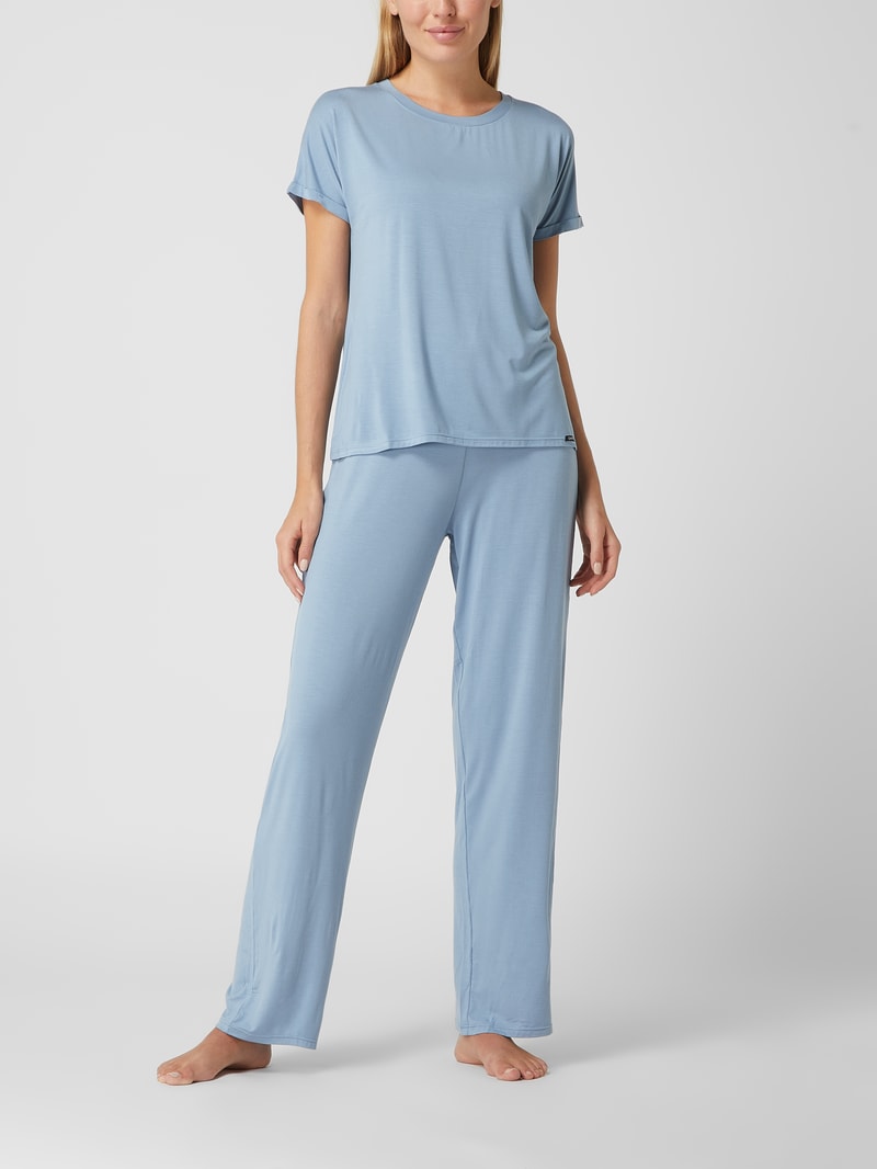 Pyjama-Hose aus Viskose-Elasthan-Mix in blau