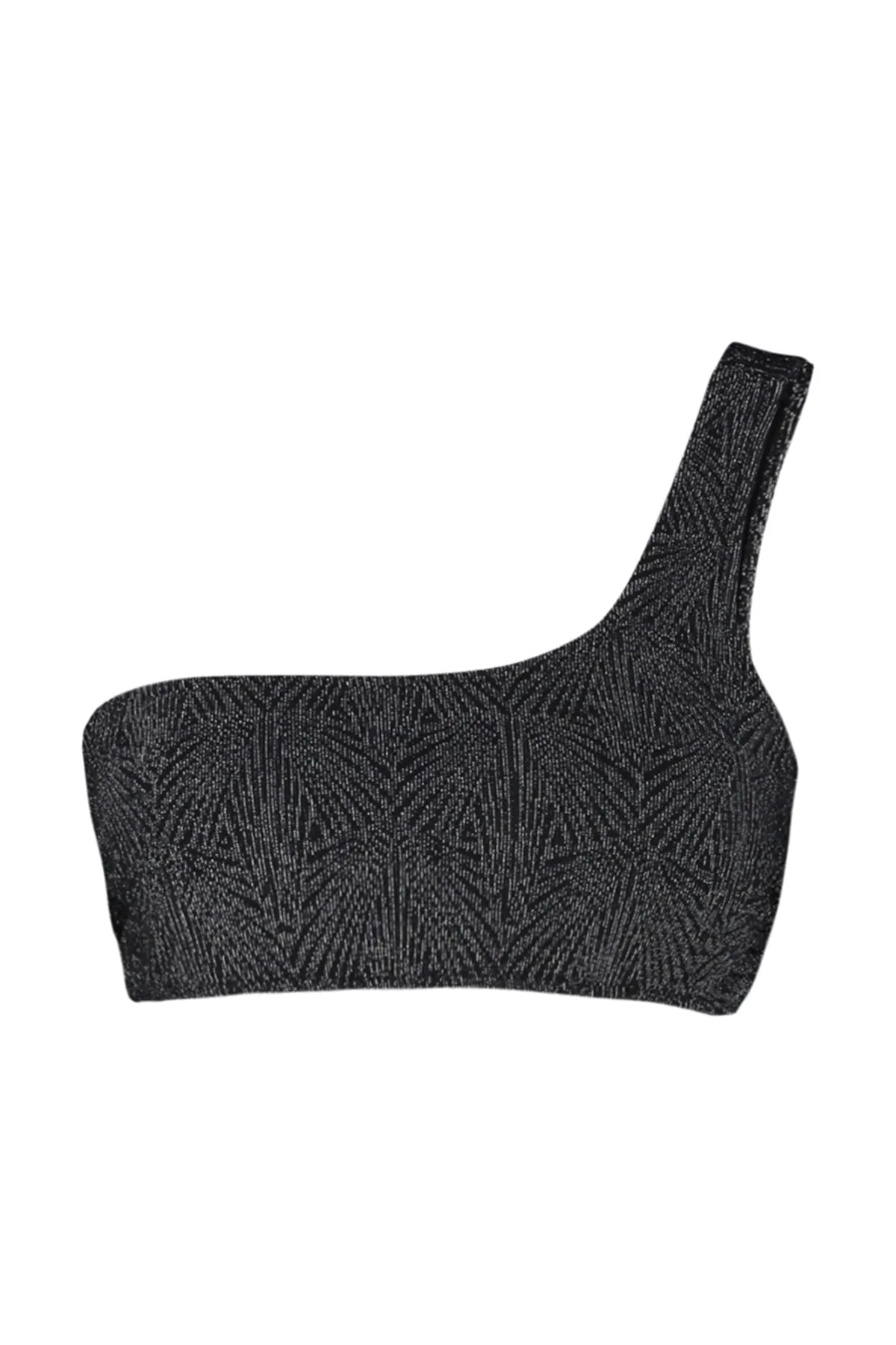 Trendyol Collection  Schwarzes One-Shoulder-Bikinioberteil mit Glitzer TBESS23BU00270