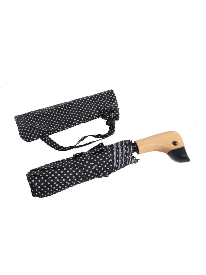 COFI 1453 Teleskop Taschenschirm mit Schutzhülle gepunktet Fiberglasstange in Schwarz günstig kaufen onesize