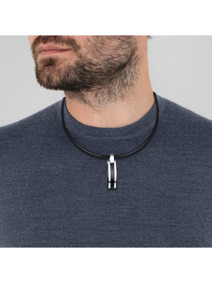 True Rebels Kette mit Anhänger Edelstahl in schwarz günstig kaufen 51 cm