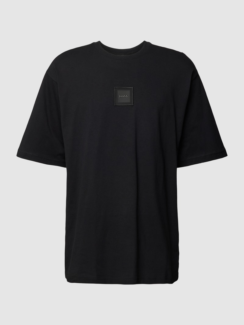 Oversized T-Shirt mit Label-Detail Modell 'Talboa Lotus' in schwarz