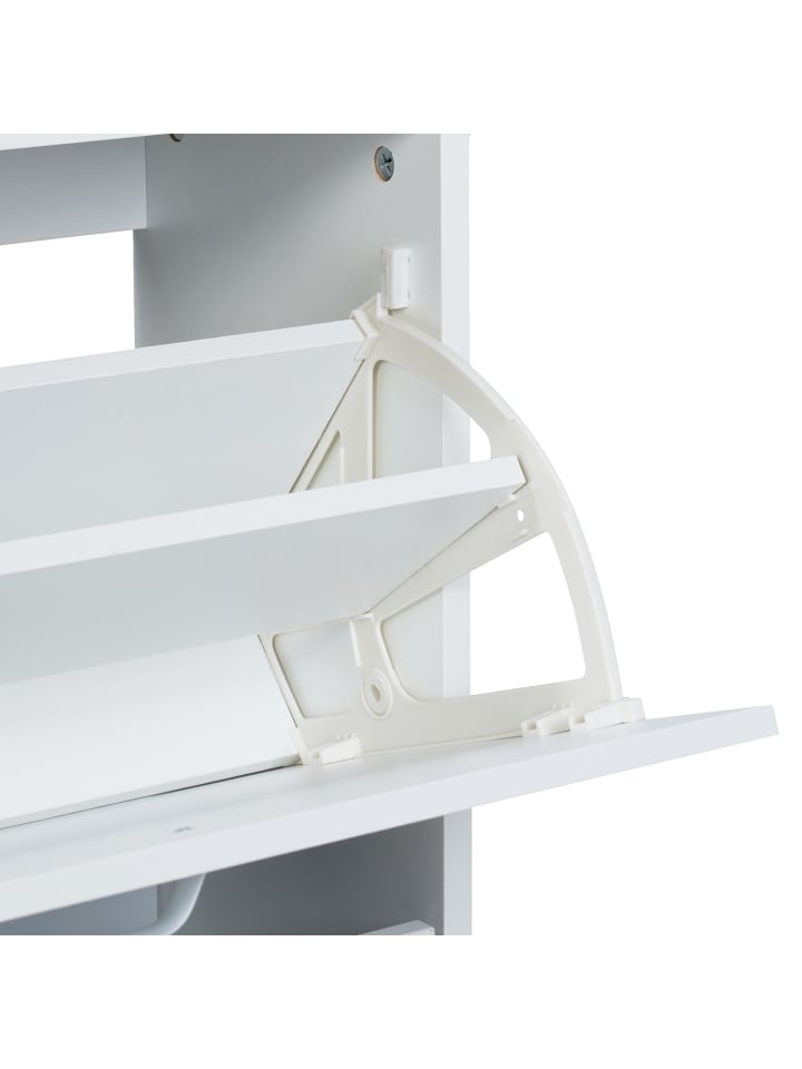 relaxdays Schuhschrank in Weiß - (B)60 x (H)113 x (T)24 cm günstig kaufen onesize