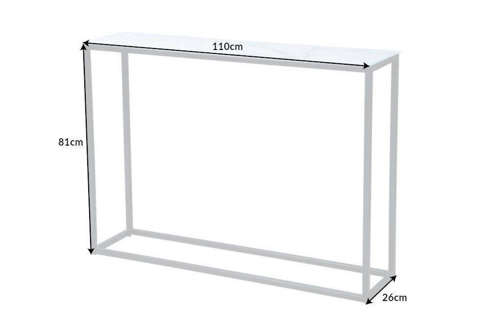 riess-ambiente Konsolentisch BOUTIQUE 110cm weiß / schwarz (Einzelartikel, 1-St), Flur · Kristallglas · Metall · eckig · Marmor-Dekor · Barock