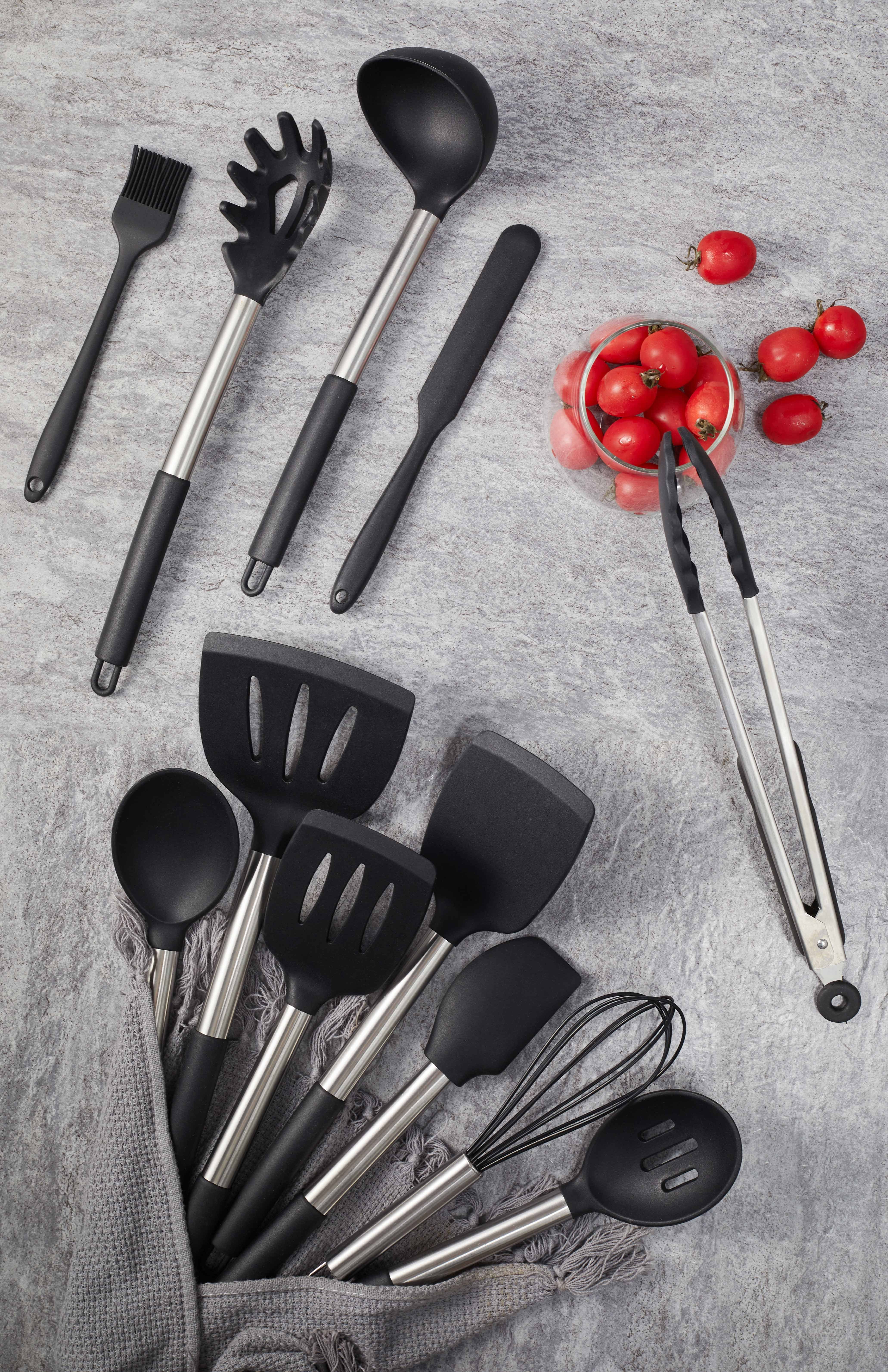 esieby Kochbesteck-Set Schwarz, Silikon Küchenutensilien Set, Küchenhelfer, Küchengerät (13-tlg)