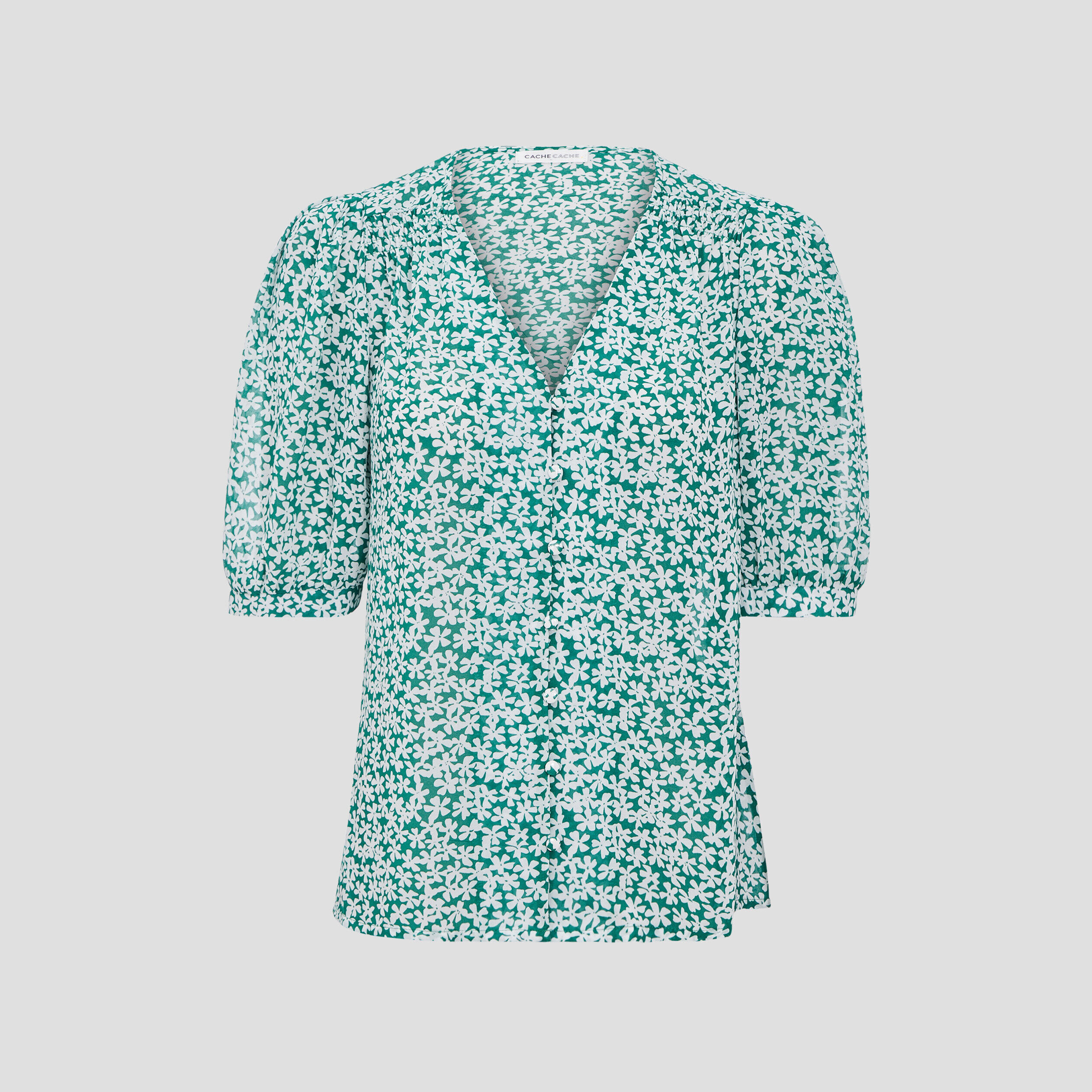 Blouse manches courtes vert femme | Cache Cache