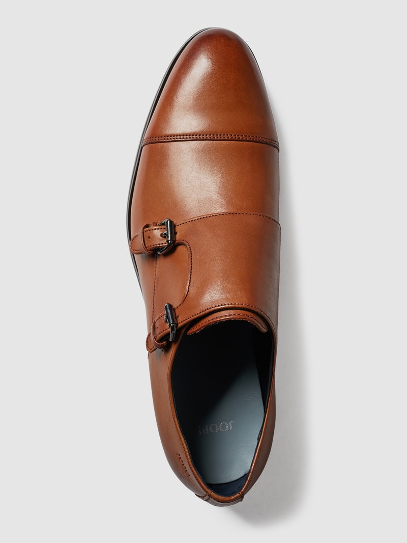 Double Monk Straps aus Leder Modell 'Kleitos' in cognac