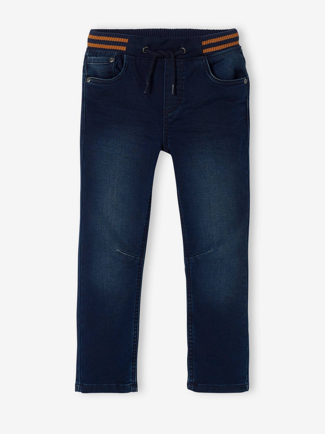 Jean droit en molleton effet denim facile à enfiler garçon double stone