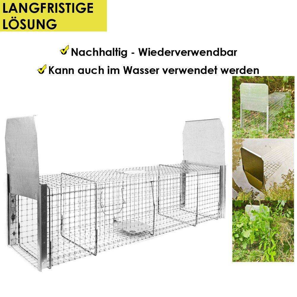 Petigi Köderbox Marderfalle Tierfalle Fuchsfalle Katze Lebendfalle Waschbär 120x31x29