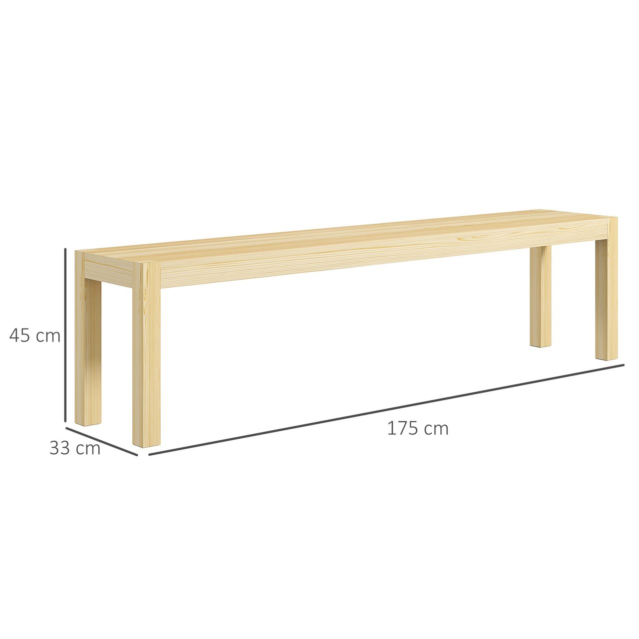 HOMCOM 175cm Sitzbank 3-Sitzer Essbank im Landhaus-Stil, Küchenbank für Küche